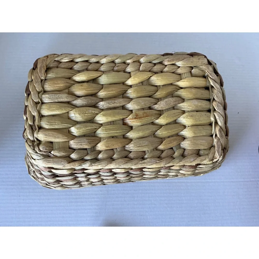 Anchor Hocking Vintage Harvest Amber Glass Loaf Pan with Woven Basket 5x9 1.5 Qt
